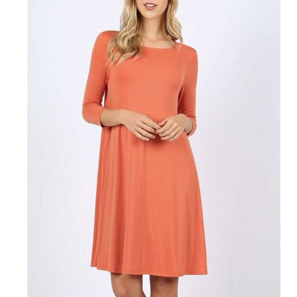 Flare Dress With Pockets-Ash Copper
